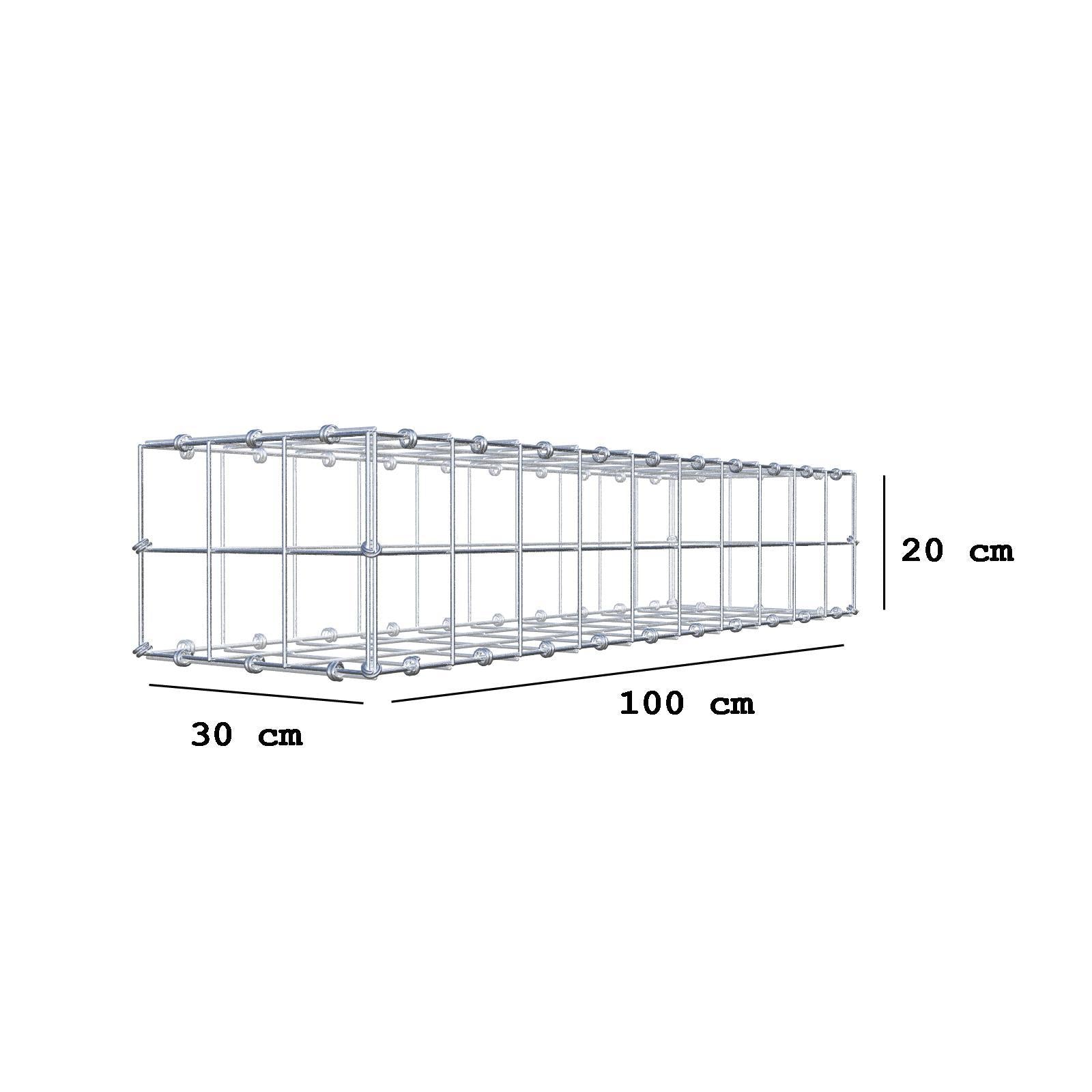 Gabion 100 cm x 20 cm x 30 cm (L x H x D), mesh size 10 x 10 cm, spiral ring