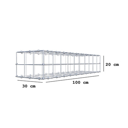 Gabbione 100 cm x 20 cm x 30 cm (L x H x P), maglia 10 x 10 cm, anello a spirale