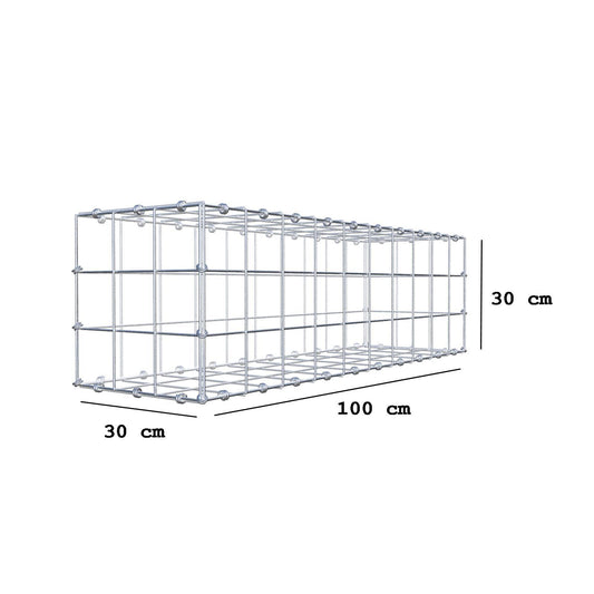 Gabione 100 cm x 30 cm x 30 cm (L x H x T), Maschenweite 10 x 10 cm, Spiralring