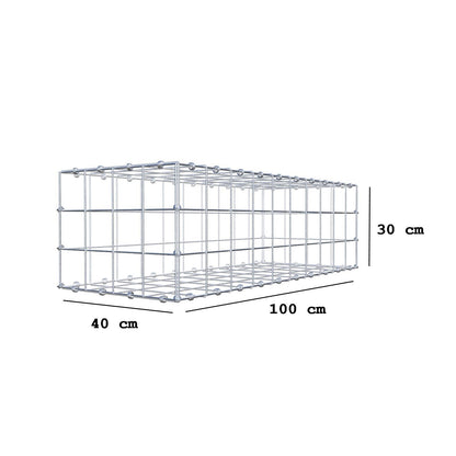 Gabione 100 cm x 30 cm x 40 cm (L x H x T), Maschenweite 10 x 10 cm, Spiralring