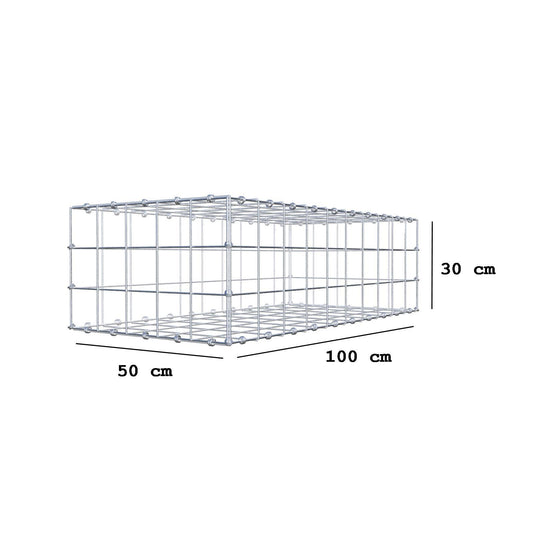 Gavión 100 cm x 30 cm x 50 cm (L x A x P), luz de malla 10 x 10 cm, anillo en espiral