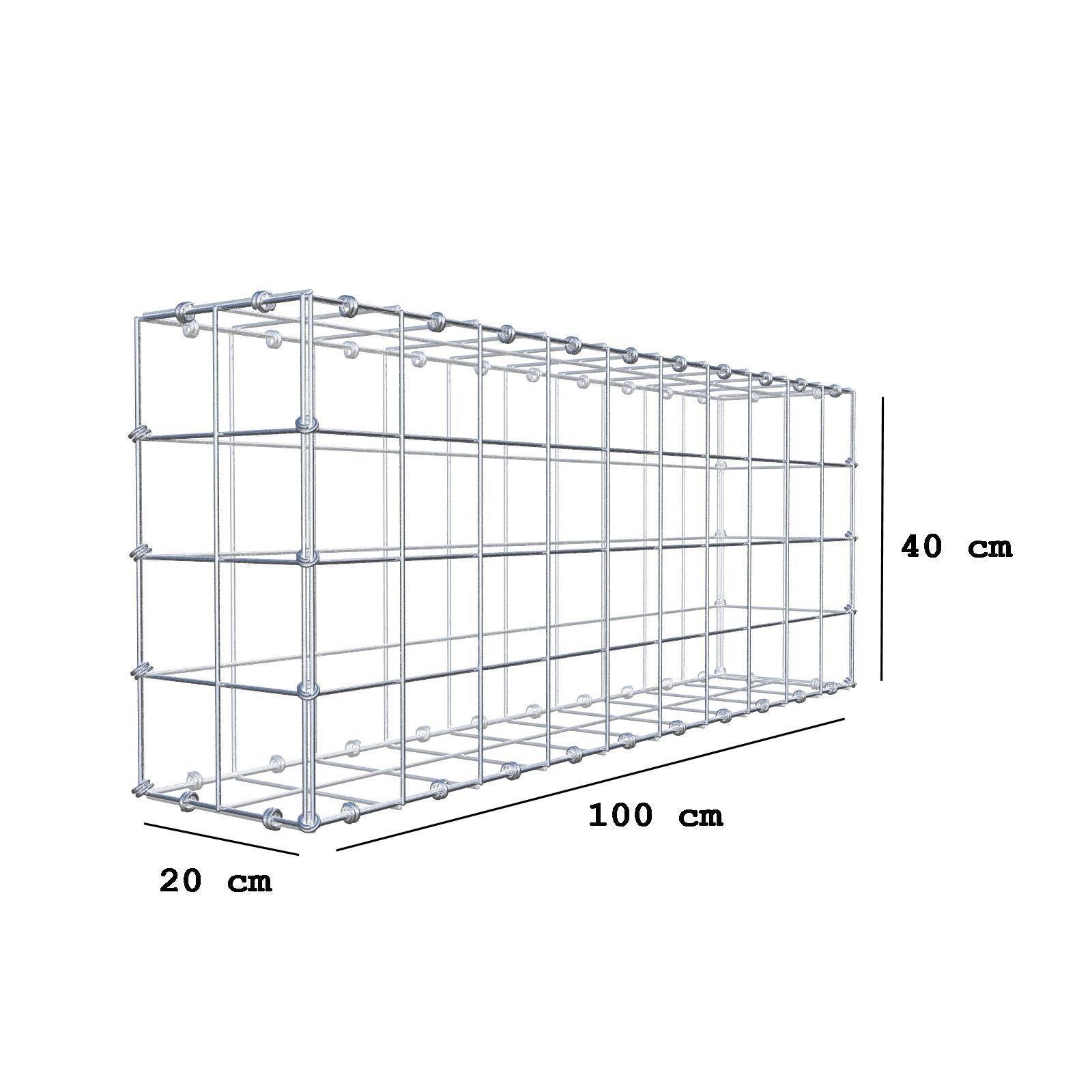 Gabião 100 cm x 40 cm x 20 cm (C x A x P), malhagem 10 x 10 cm, anel espiral
