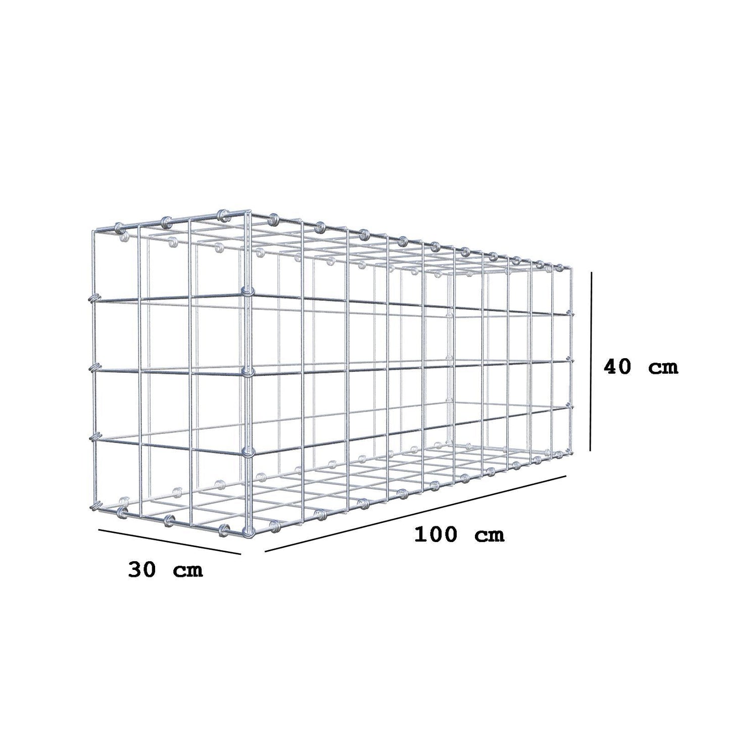 Gabbione 100 cm x 40 cm x 30 cm (L x H x P), maglia 10 x 10 cm, anello a spirale