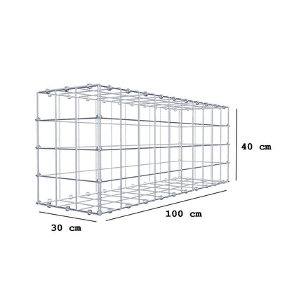 Gabbione 100 cm x 40 cm x 30 cm (L x H x P), maglia 10 x 10 cm, anello a spirale