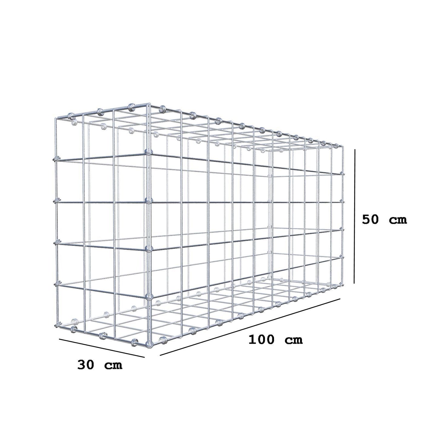 Gabion 100 cm x 50 cm x 30 cm (L x H x P), mailles 10 x 10 cm, anneau en spirale