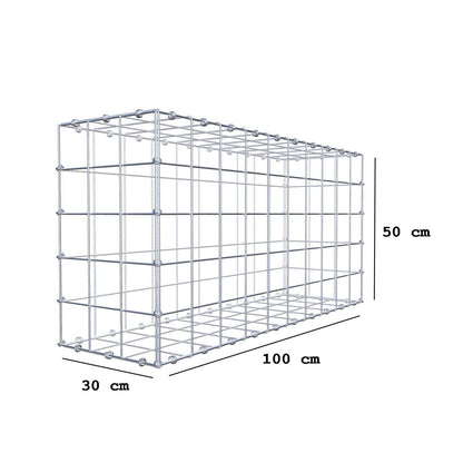 Gabion 100 cm x 50 cm x 30 cm (L x H x P), mailles 10 x 10 cm, anneau en spirale
