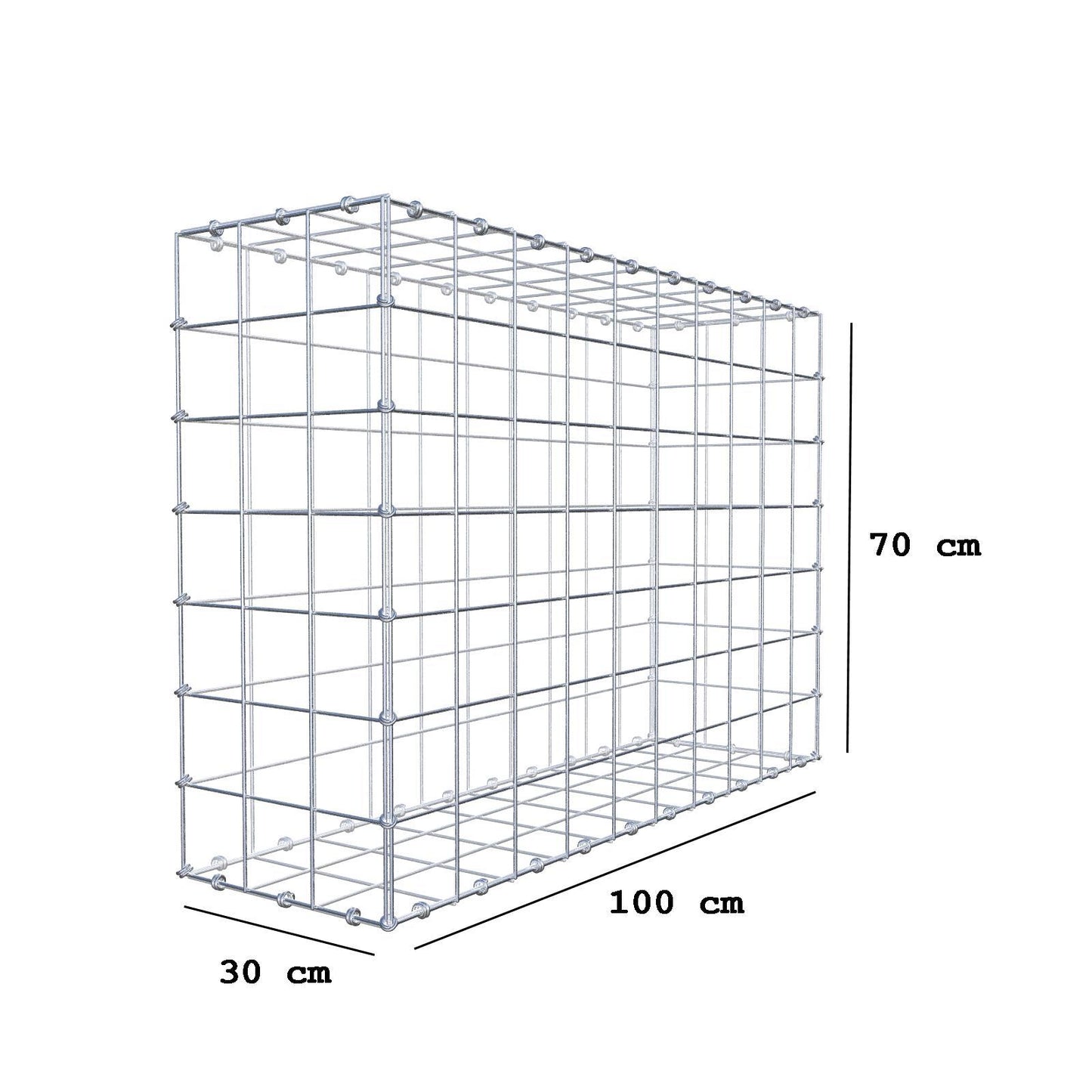 Gabion 100 cm x 70 cm x 30 cm (L x H x P), mailles 10 x 10 cm, anneau en spirale