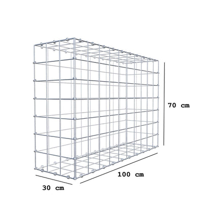 Gabion 100 cm x 70 cm x 30 cm (L x H x P), mailles 10 x 10 cm, anneau en spirale