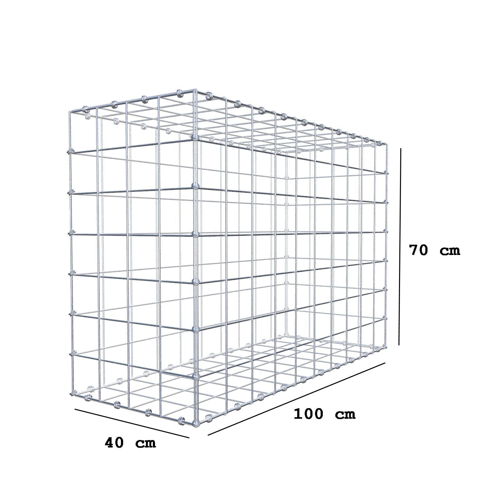 Gabione 100 cm x 70 cm x 40 cm (L x H x T), Maschenweite 10 x 10 cm, Spiralring