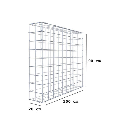 Gabion 100 cm x 90 cm x 20 cm (L x H x P), mailles 10 x 10 cm, anneau en spirale