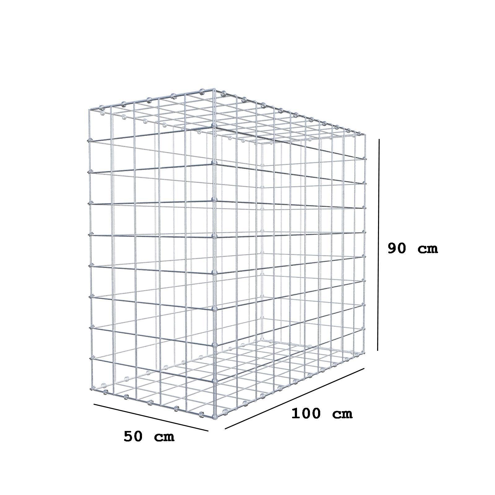 Gabione 100 cm x 90 cm x 50 cm (L x H x T), Maschenweite 10 x 10 cm, Spiralring