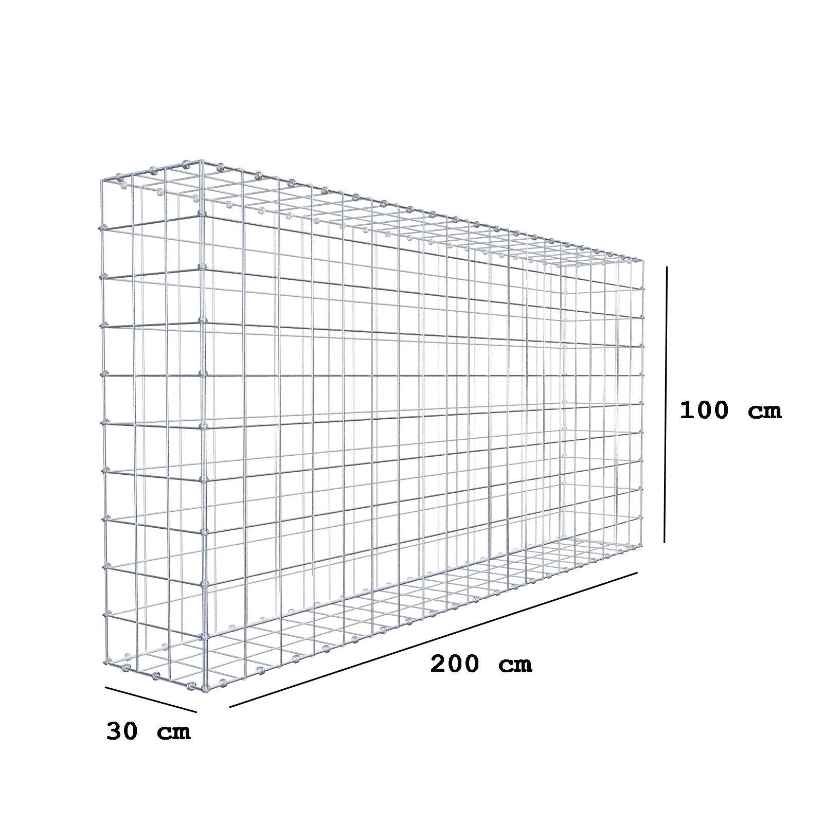 Schanskorf 200 cm x 100 cm x 30 cm (L x H x D), maaswijdte 10 x 10 cm, spiraalring