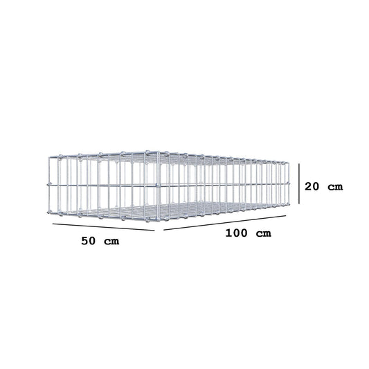 Gabion 100 cm x 20 cm x 50 cm (L x H x D), maskestørrelse 5 x 10 cm, spiralring