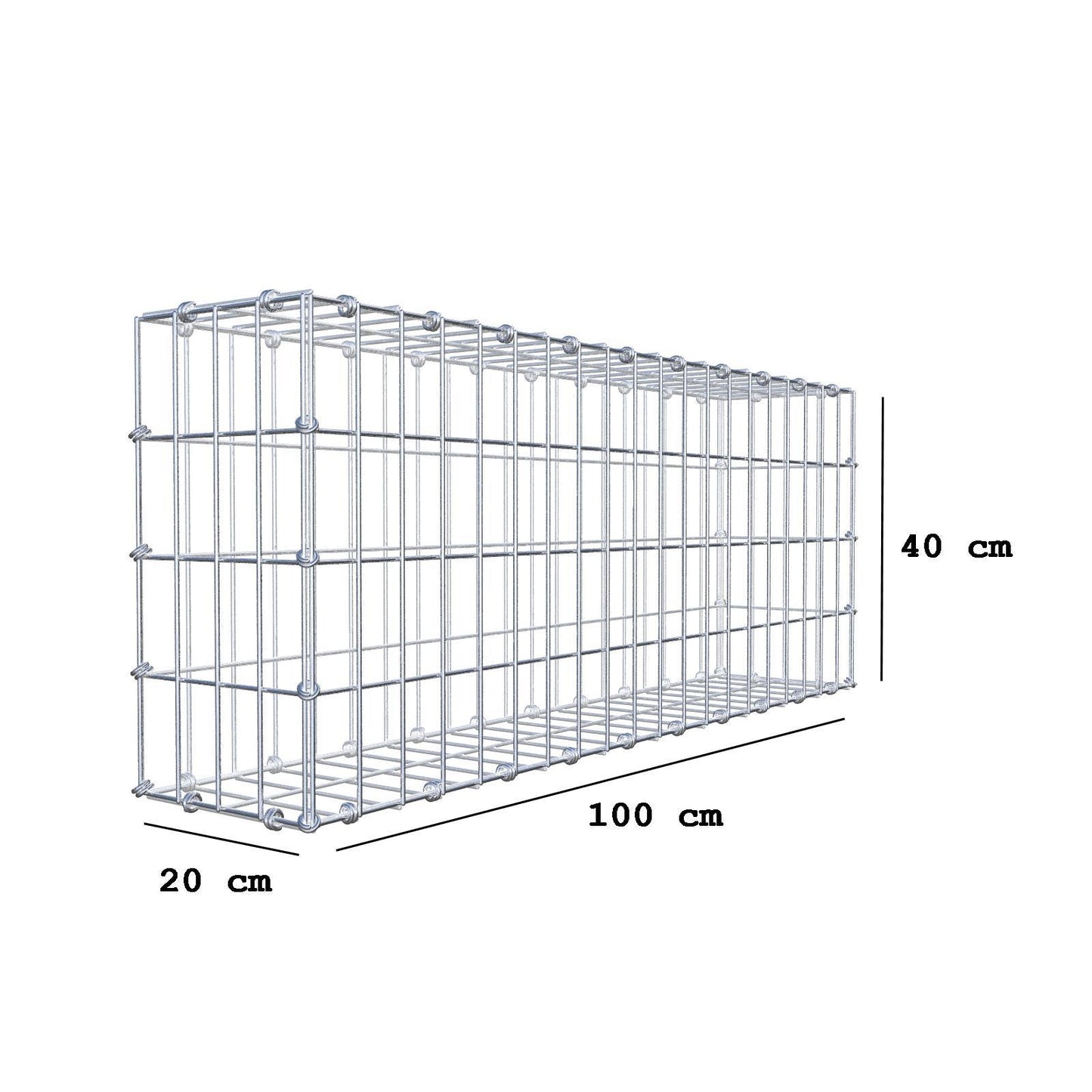 Gabion 100 cm x 40 cm x 20 cm (L x H x P), mailles 5 x 10 cm, anneau en spirale