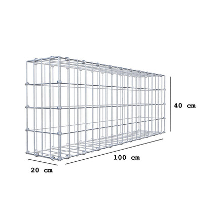 Gabion 100 cm x 40 cm x 20 cm (L x H x P), mailles 5 x 10 cm, anneau en spirale