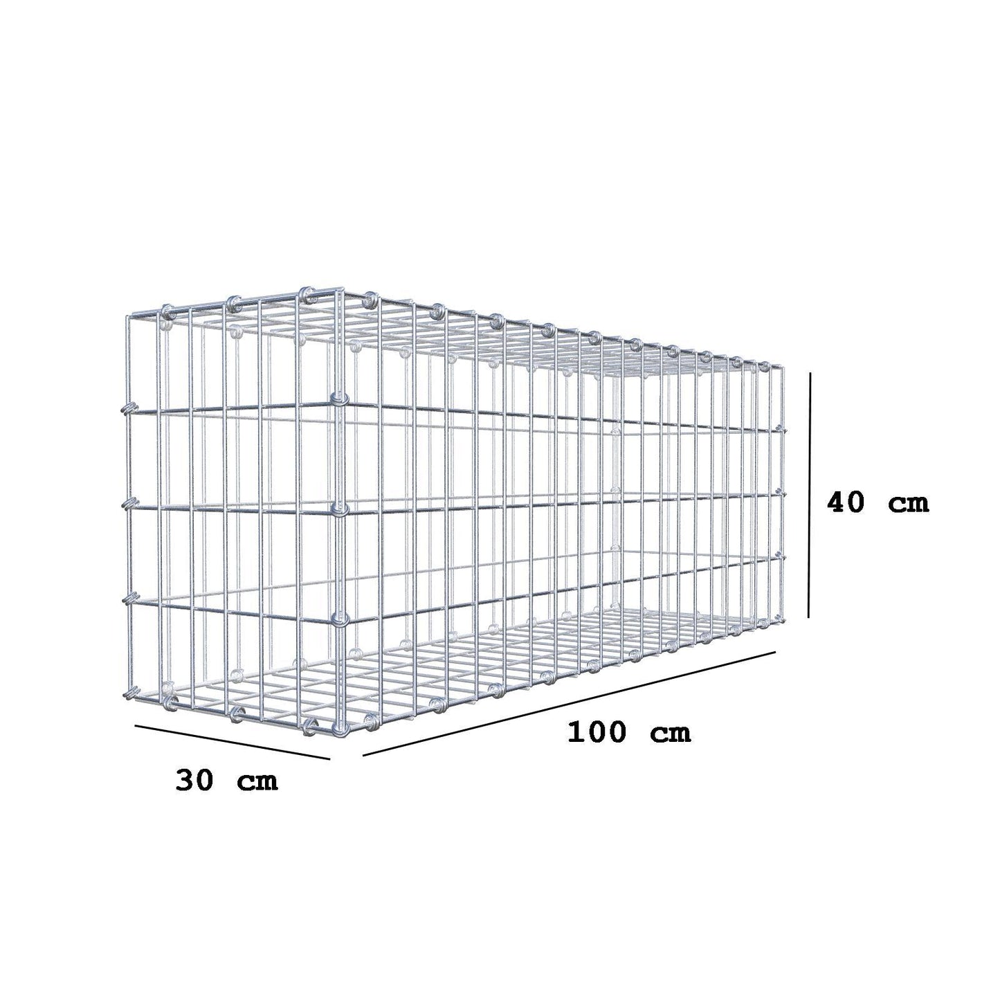 Gabion 100 cm x 40 cm x 30 cm (L x H x P), mailles 5 x 10 cm, anneau en spirale