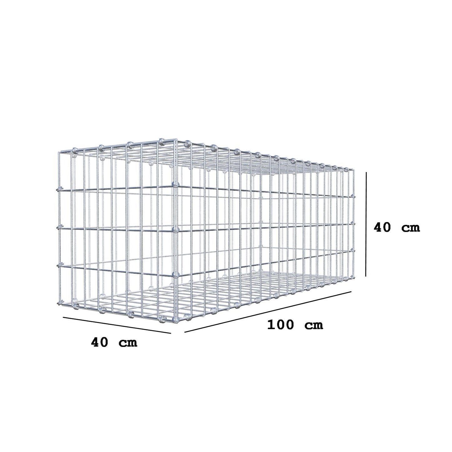 Gabion 100 cm x 40 cm x 40 cm (L x H x P), mailles 5 x 10 cm, anneau en spirale