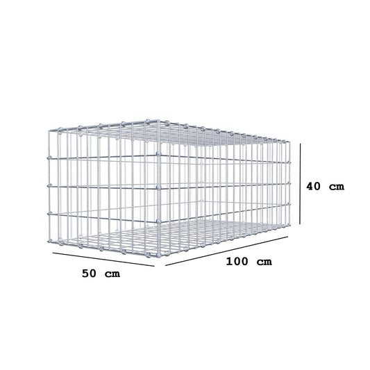 Gabion 100 cm x 40 cm x 50 cm (L x H x D), maskestørrelse 5 x 10 cm, spiralring