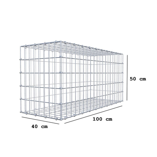 Gabion 100 cm x 50 cm x 40 cm (L x H x D), maskestørrelse 5 x 10 cm, spiralring