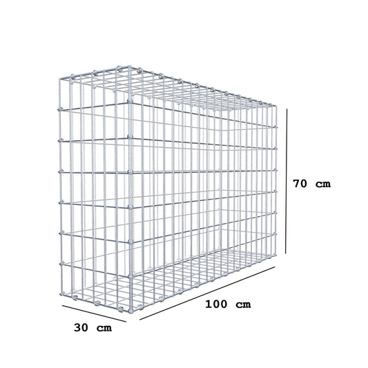 Gabion 100 cm x 70 cm x 30 cm (L x H x D), maskstorlek 5 x 10 cm, spiralring