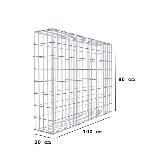 Gabion 100 cm x 80 cm x 20 cm (L x H x D), maskestørrelse 5 x 10 cm, spiralring