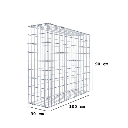 Gabion 100 cm x 90 cm x 30 cm (L x H x D), maskestørrelse 5 x 10 cm, spiralring