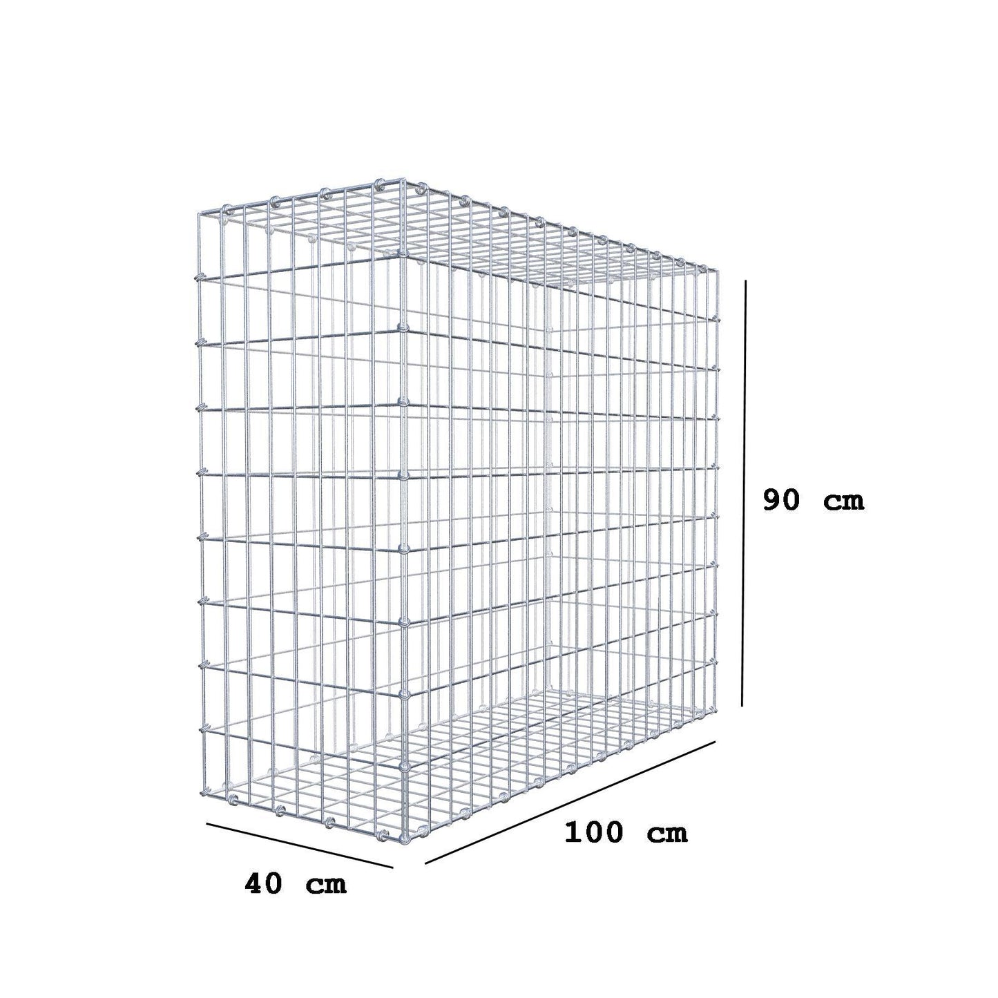 Gabion 100 cm x 90 cm x 40 cm (L x H x P), mailles 5 x 10 cm, anneau en spirale