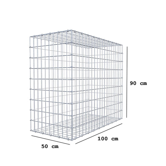 Gabion 100 cm x 90 cm x 50 cm (L x H x D), maskestørrelse 5 x 10 cm, spiralring