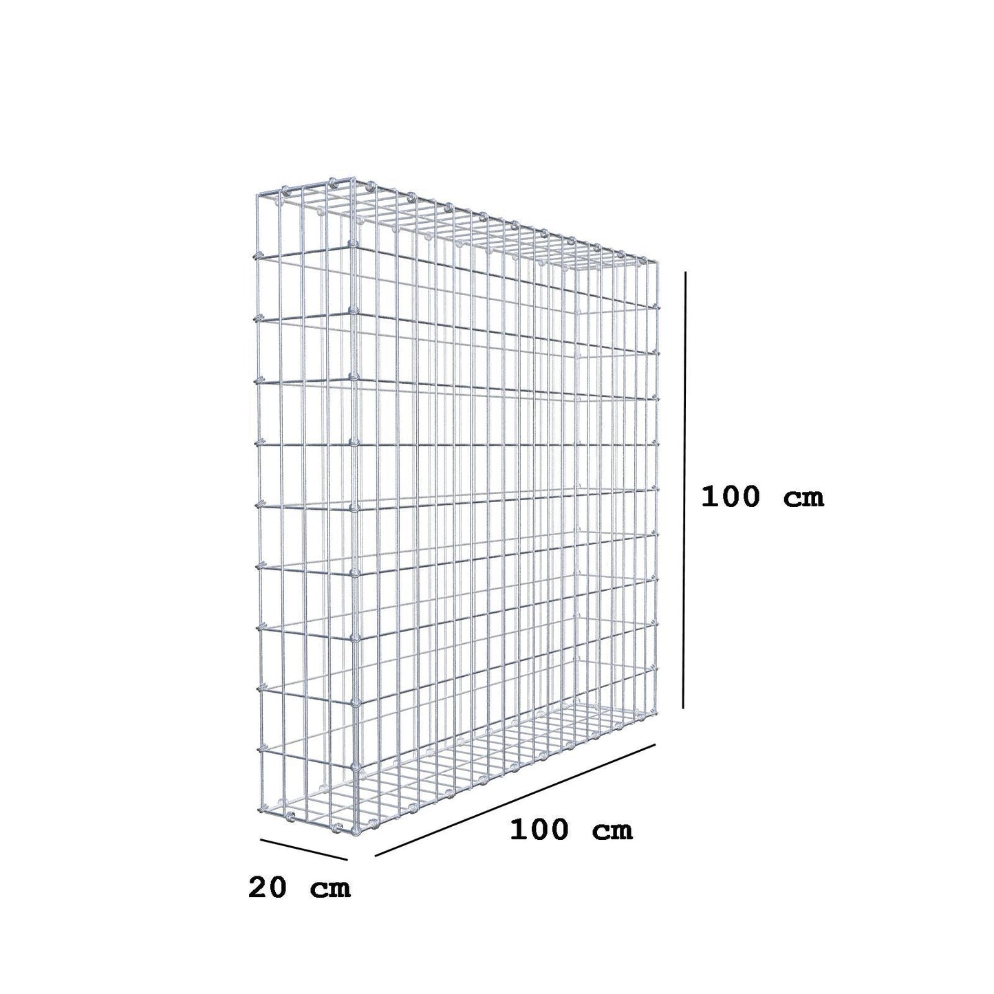 Gabbione 100 cm x 100 cm x 20 cm (L x H x P), maglia 5 x 10 cm, anello a spirale