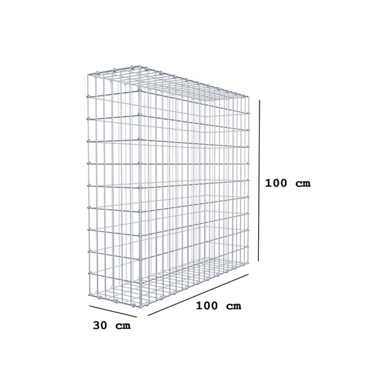 Gavión 100 cm x 100 cm x 30 cm (L x A x P), luz de malla 5 x 10 cm, anillo en espiral