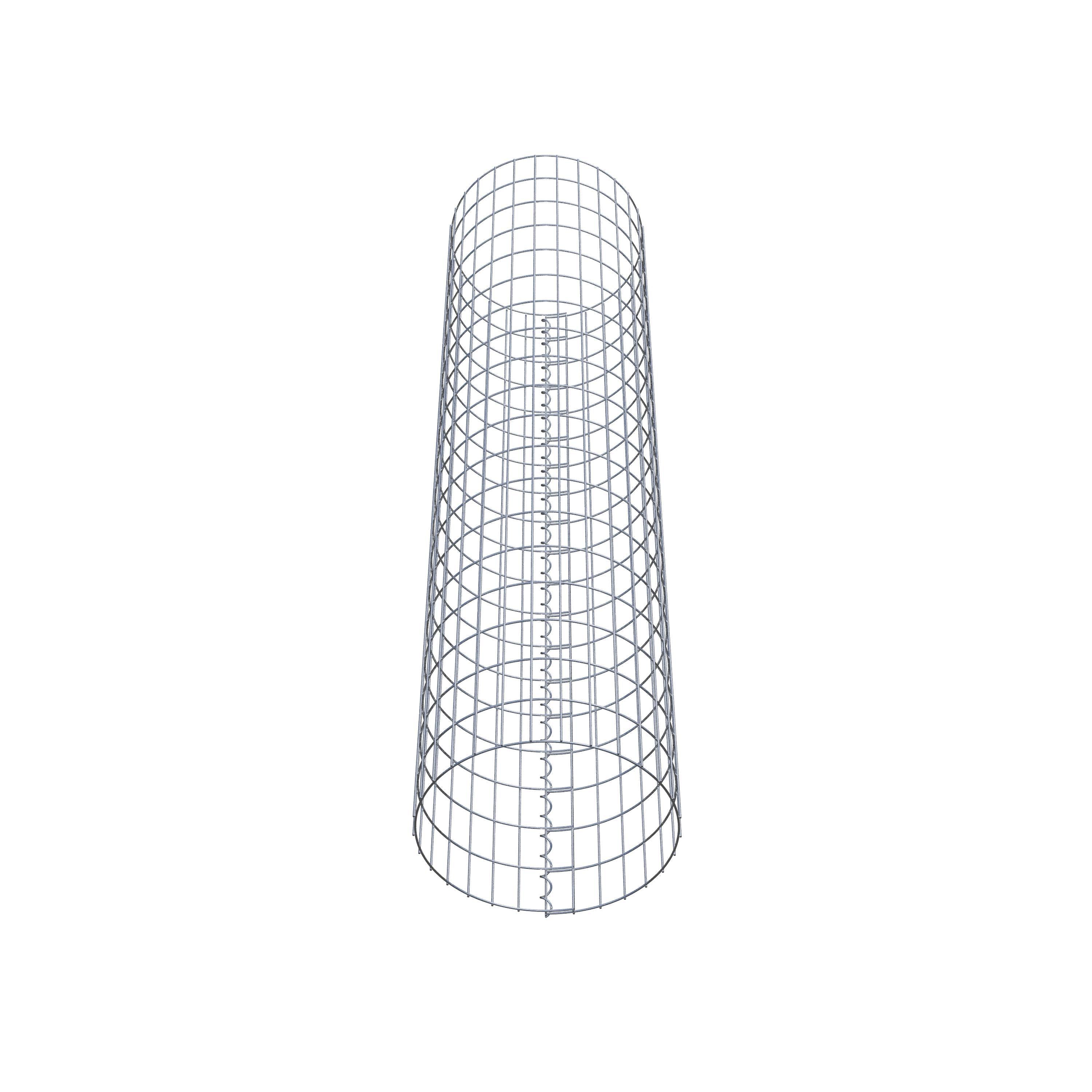 Coluna de gabião com diâmetro de 47 cm, malha redonda de 5 x 10 cm