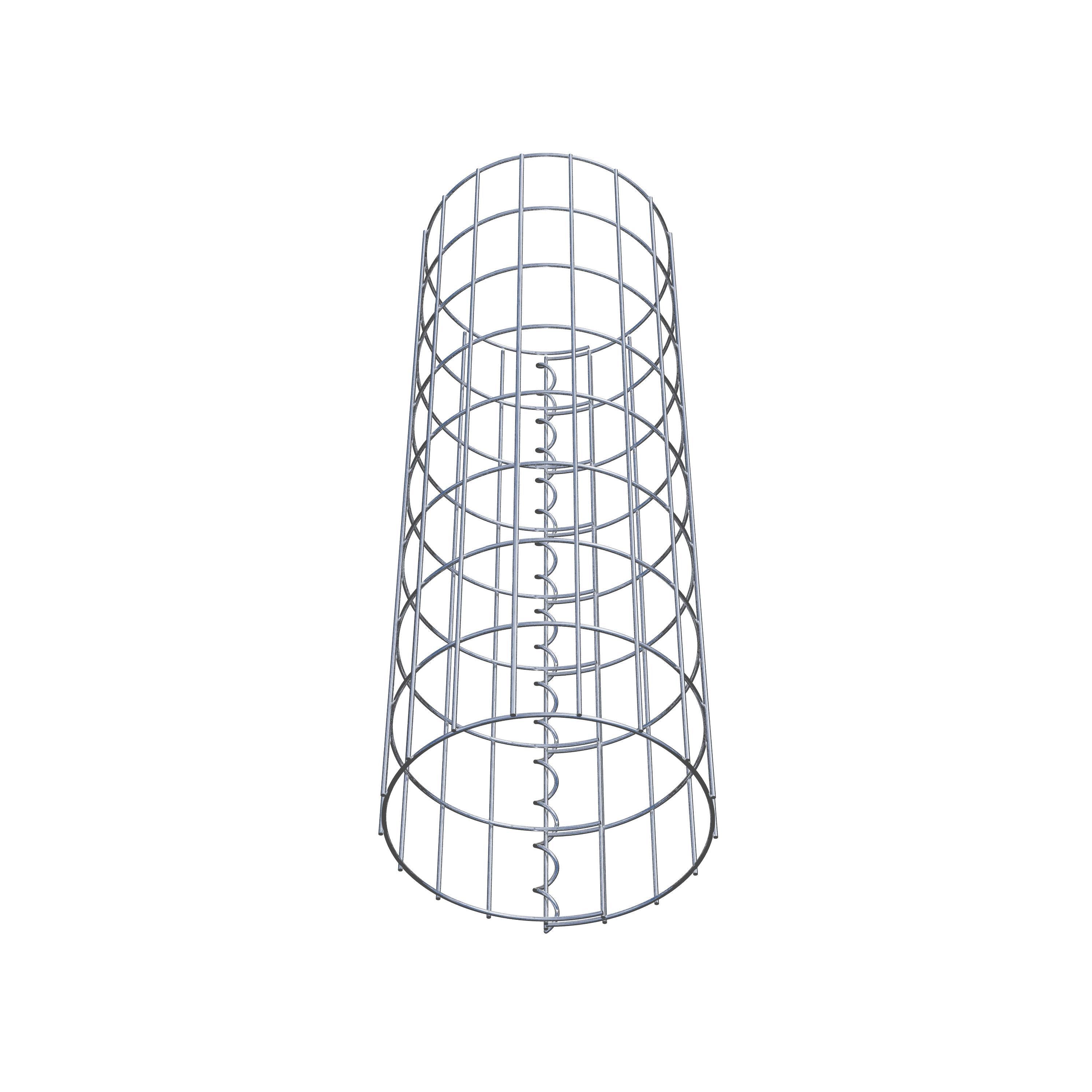 Gabion column around 27 cm diameter, 80 cm height, mesh size 5 cm x 10 cm