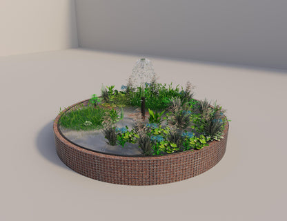 Gabbione per laghetti rialzati rotondo, diametro esterno 382 cm, altezza 50 cm, maglia 5 x 5 cm, spessore parete 15 cm