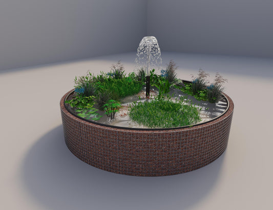 Gabion raised pond, round, outer diameter 382 cm, height 80 cm, mesh size 5 x 5 cm, wall thickness 15 cm