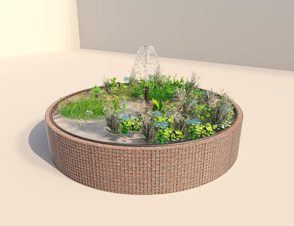 Gabion verhoogde vijver rond, buitendiameter 412 cm, hoogte 80 cm, maaswijdte 5 x 5 cm, wanddikte 15 cm