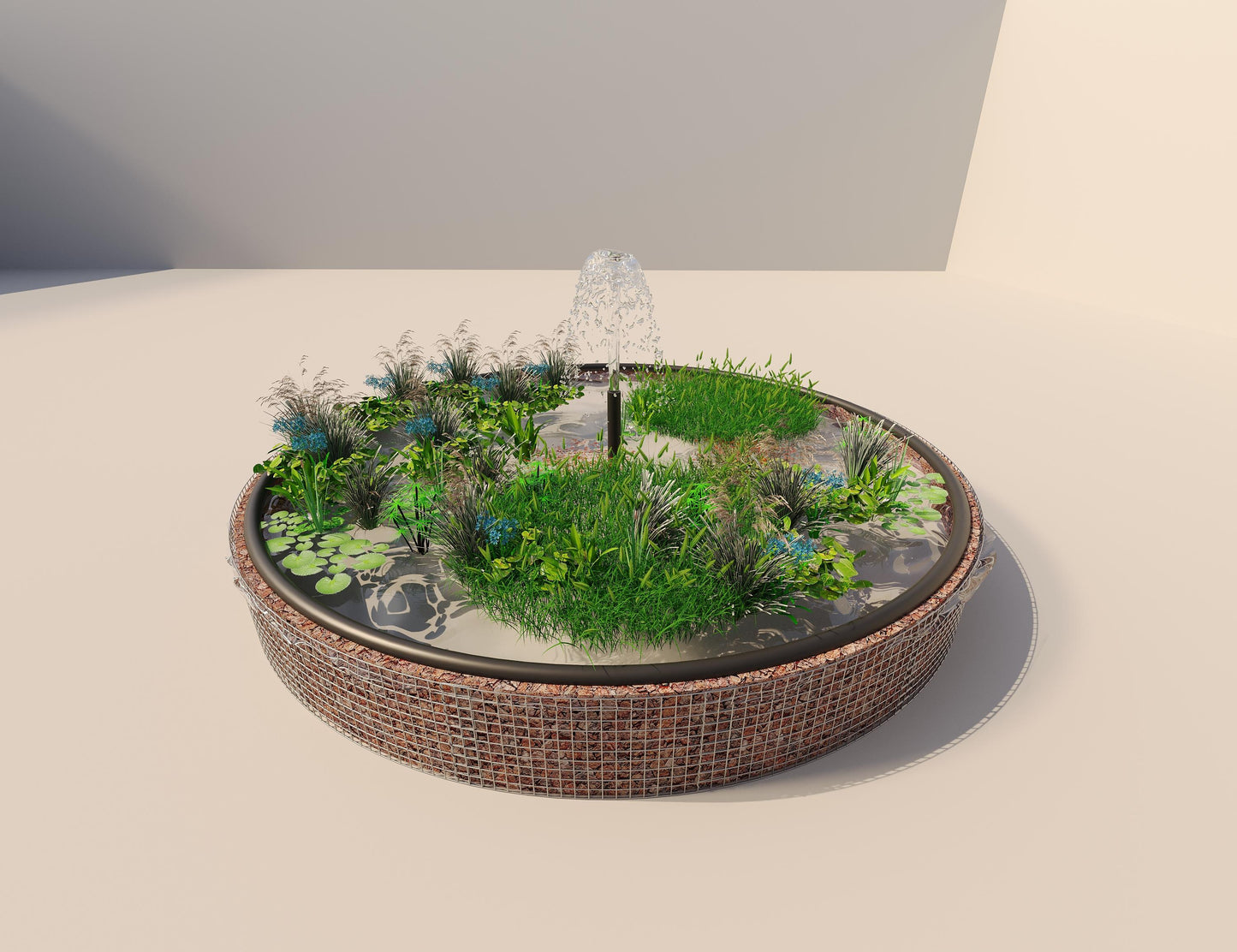 Gabion-hævedam rund, ydre diameter 502 cm, højde 50 cm, maskestørrelse 5 x 5 cm, vægtykkelse 15 cm