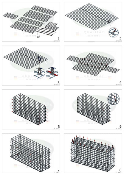 Gabion 100 cm x 30 cm x 30 cm (L x H x P), mailles 5 x 5 cm, anneau en spirale