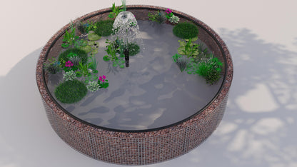 Gabion bassin surélevé rond, diamètre extérieur 202 cm, hauteur 80 cm, mailles 5 x 5 cm, épaisseur de paroi 15 cm