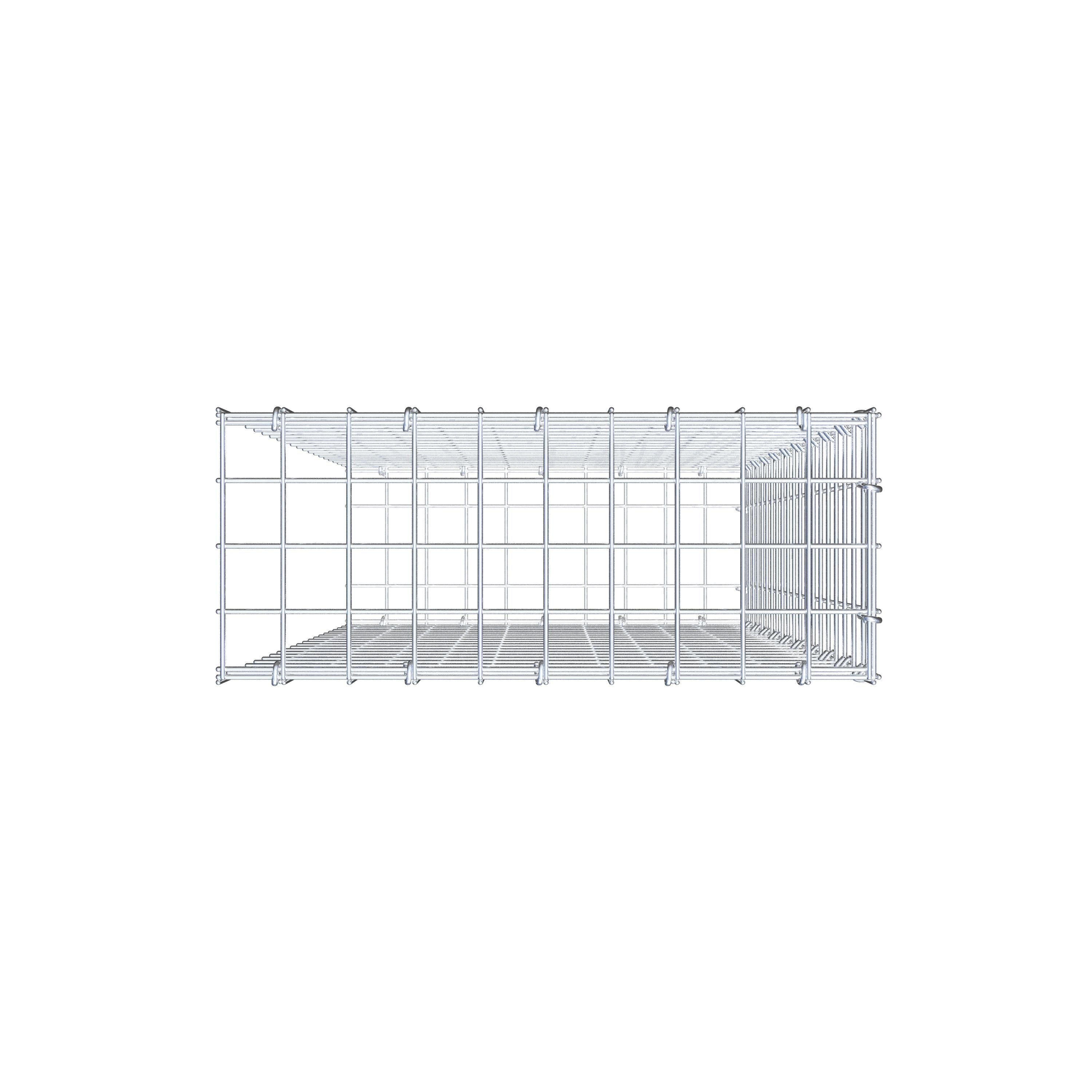 Monteret gabion type 2 100 cm x 50 cm x 20 cm (L x H x D), maskestørrelse 5 cm x 5 cm, C-ring