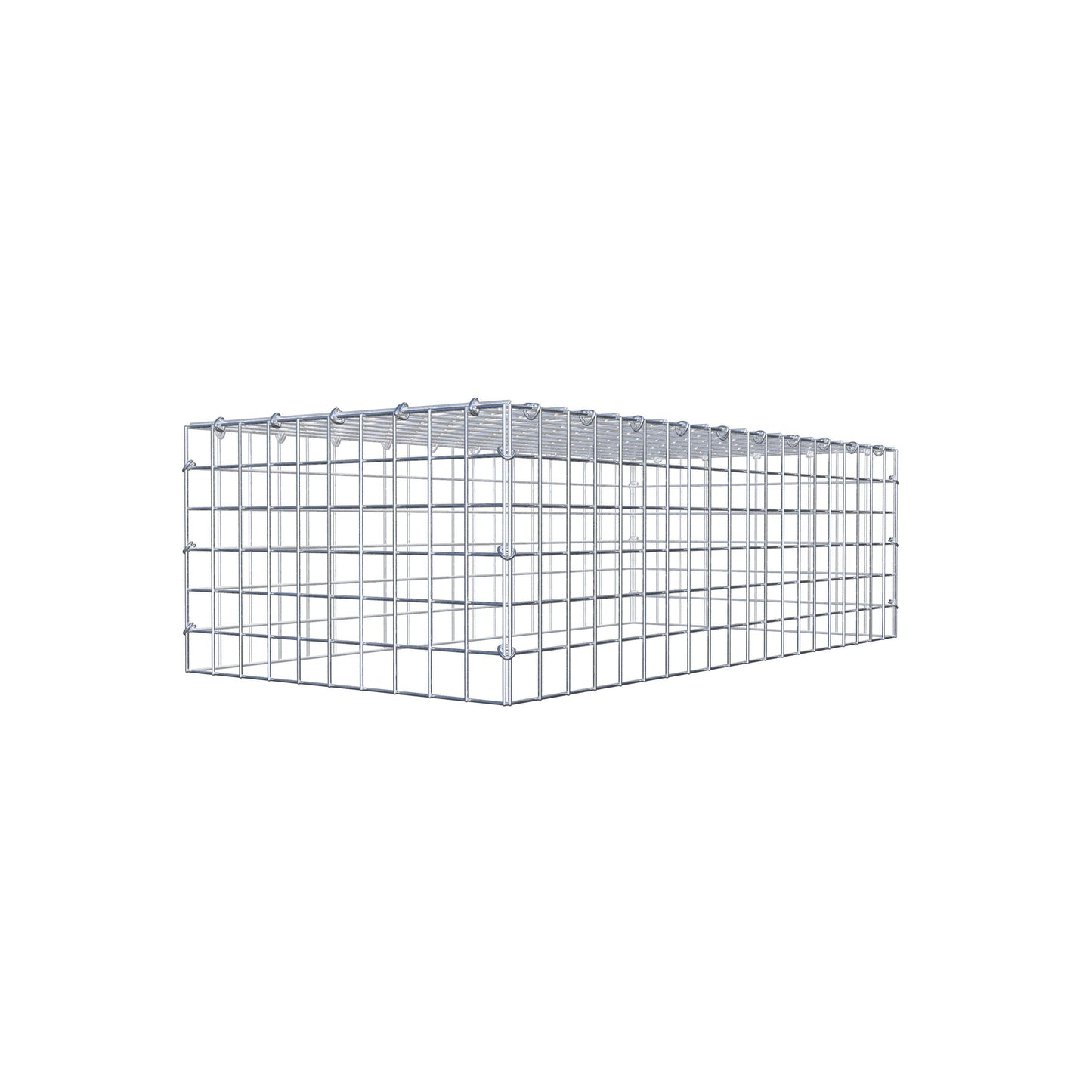 Typ 3 påbyggnadsgabion 100 cm x 30 cm x 50 cm (L x H x D), maskstorlek 5 cm x 5 cm, C-ring