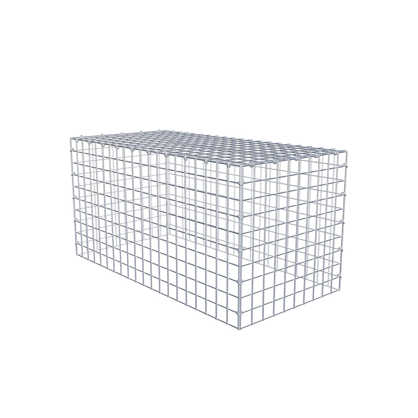 Typ 3 påbyggnadsgabion 100 cm x 50 cm x 50 cm (L x H x D), maskstorlek 5 cm x 5 cm, C-ring