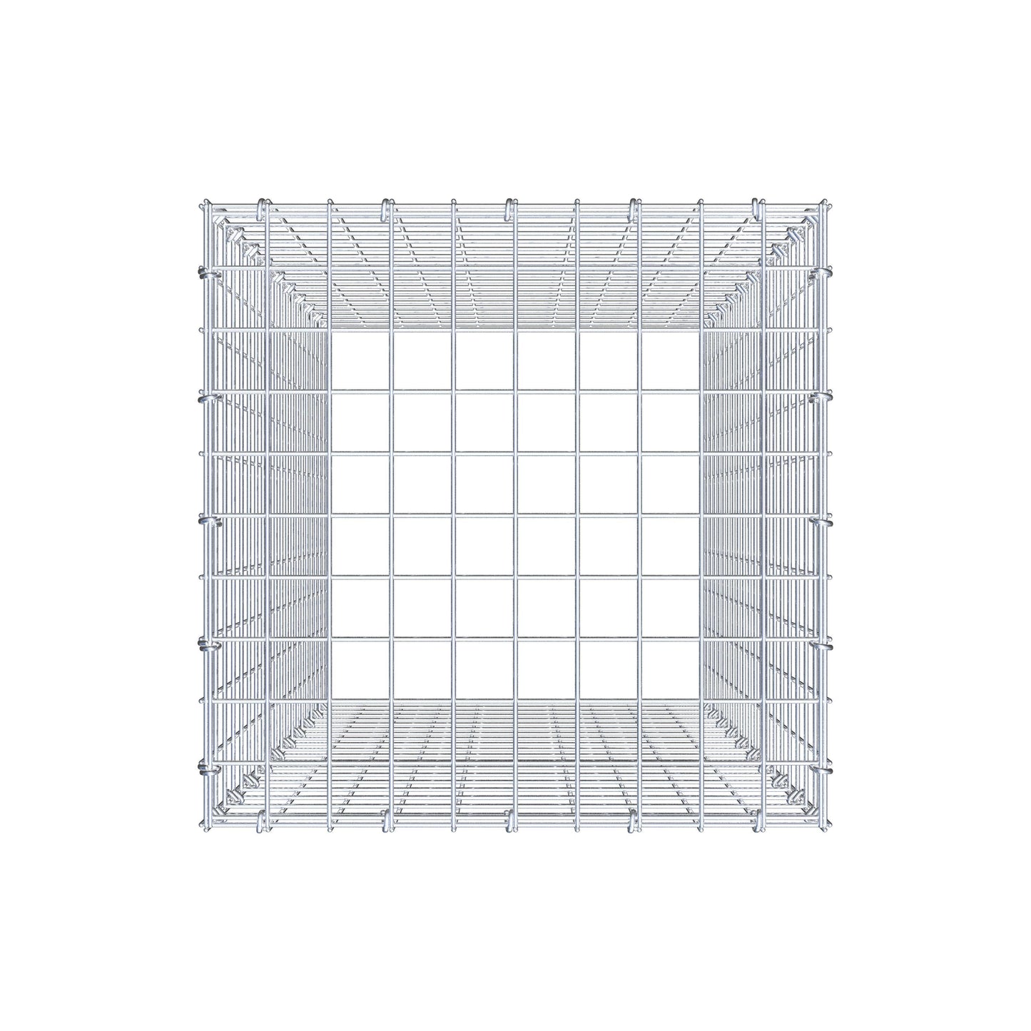 Typ 3 påbyggnadsgabion 100 cm x 50 cm x 50 cm (L x H x D), maskstorlek 5 cm x 5 cm, C-ring