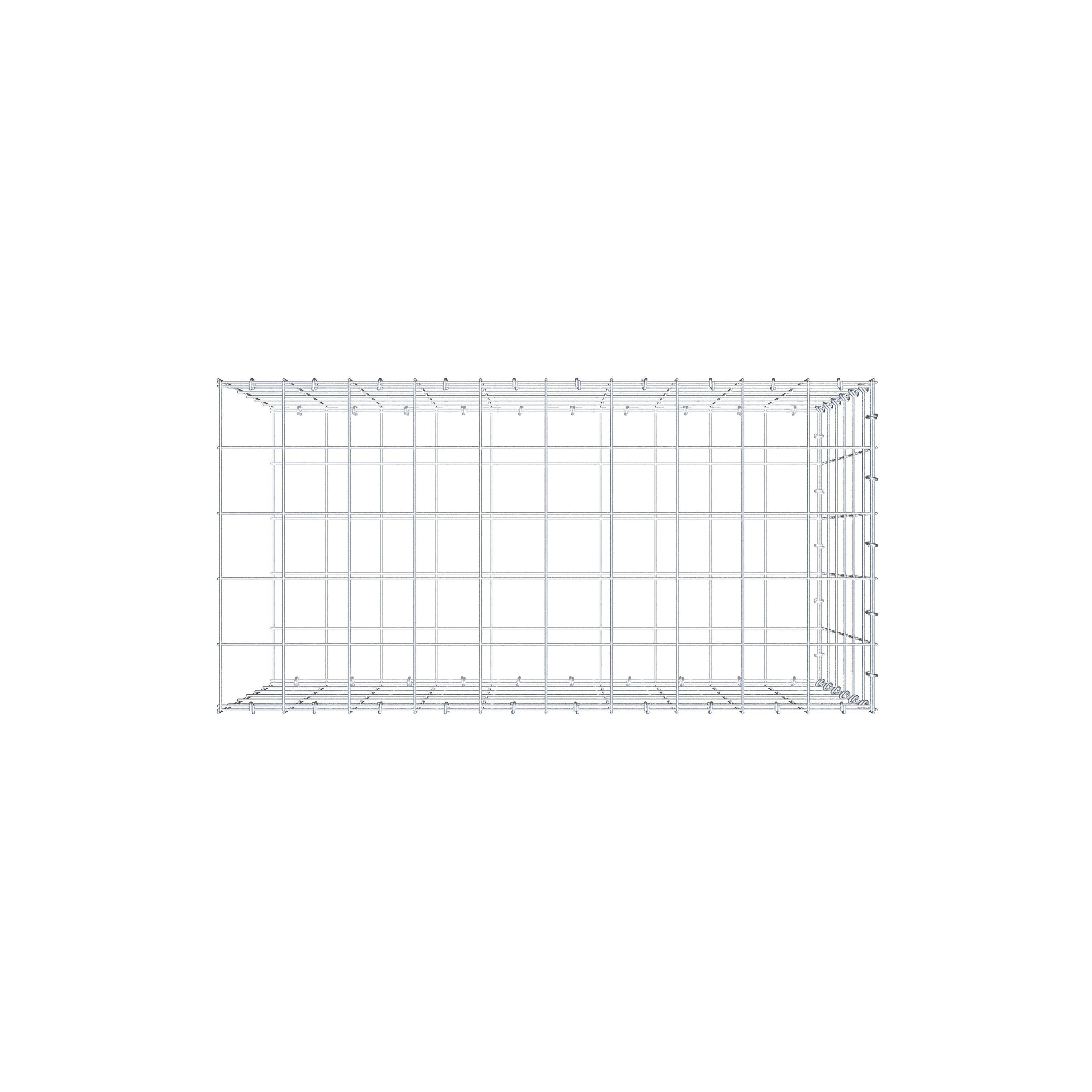 Monteret gabion type 2 100 cm x 60 cm x 50 cm (L x H x D), maskestørrelse 10 cm x 10 cm, C-ring