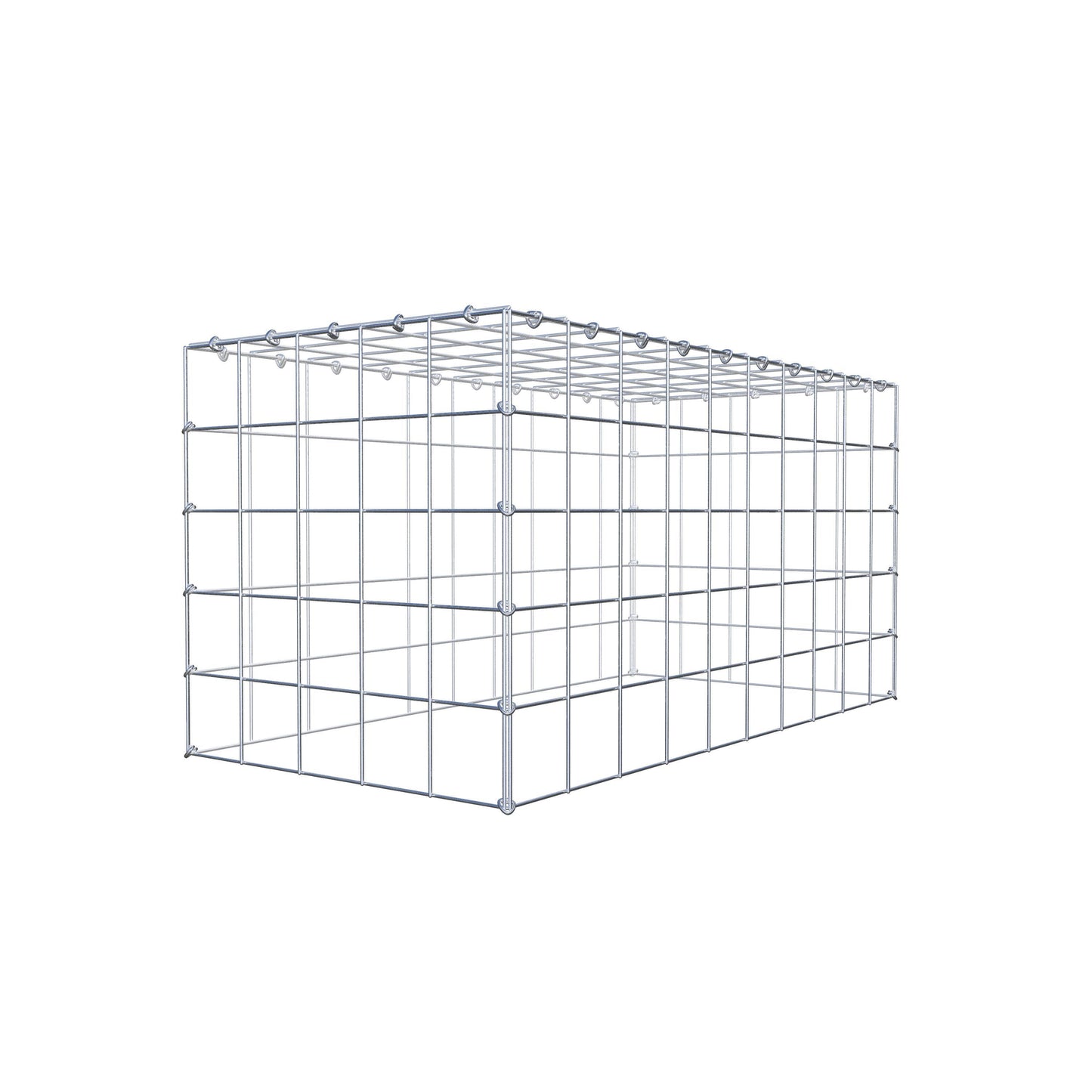 Typ 3 påbyggnadsgabion 100 cm x 50 cm x 50 cm (L x H x D), maskstorlek 10 cm x 10 cm, C-ring