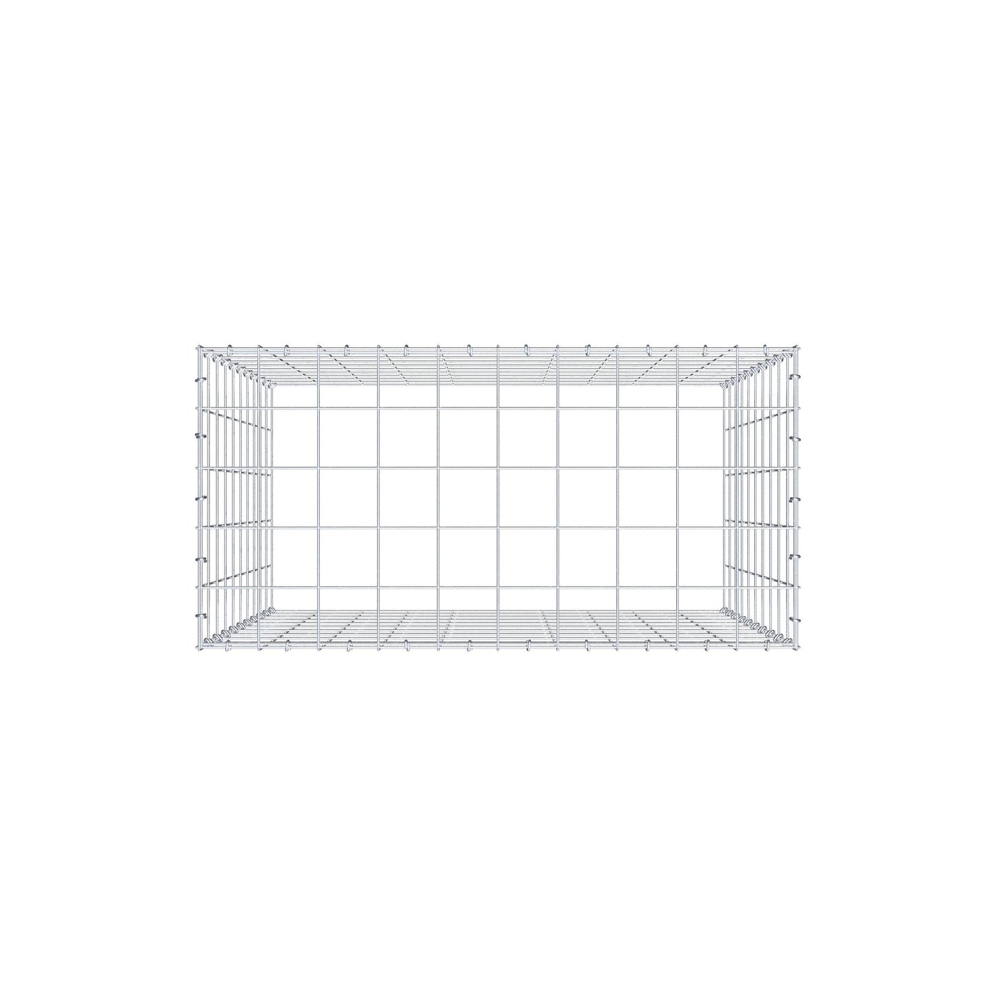 Monteret gabion type 3 100 cm x 100 cm x 50 cm (L x H x D), maskestørrelse 10 cm x 10 cm, C-ring