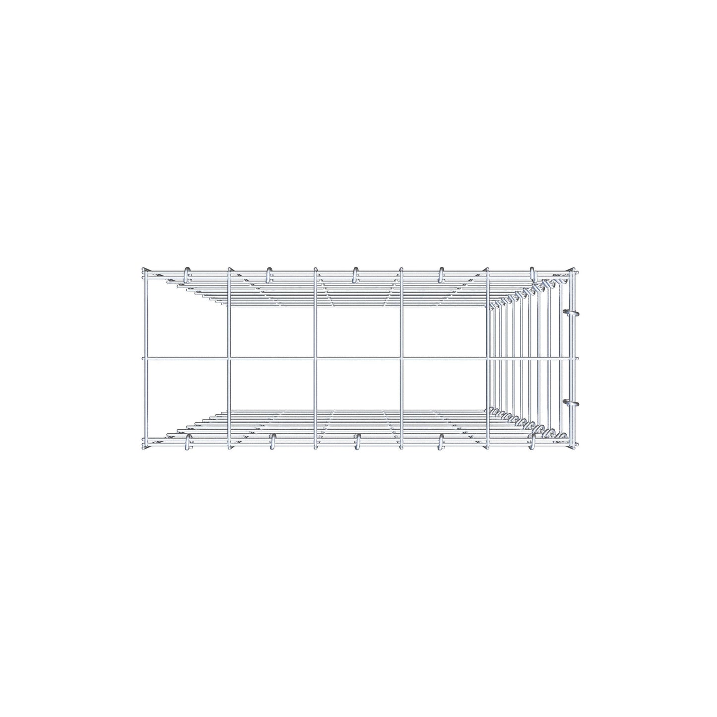Typ 4 påbyggnadsgabion 100 cm x 50 cm x 20 cm (L x H x D), maskstorlek 10 cm x 10 cm, C-ring