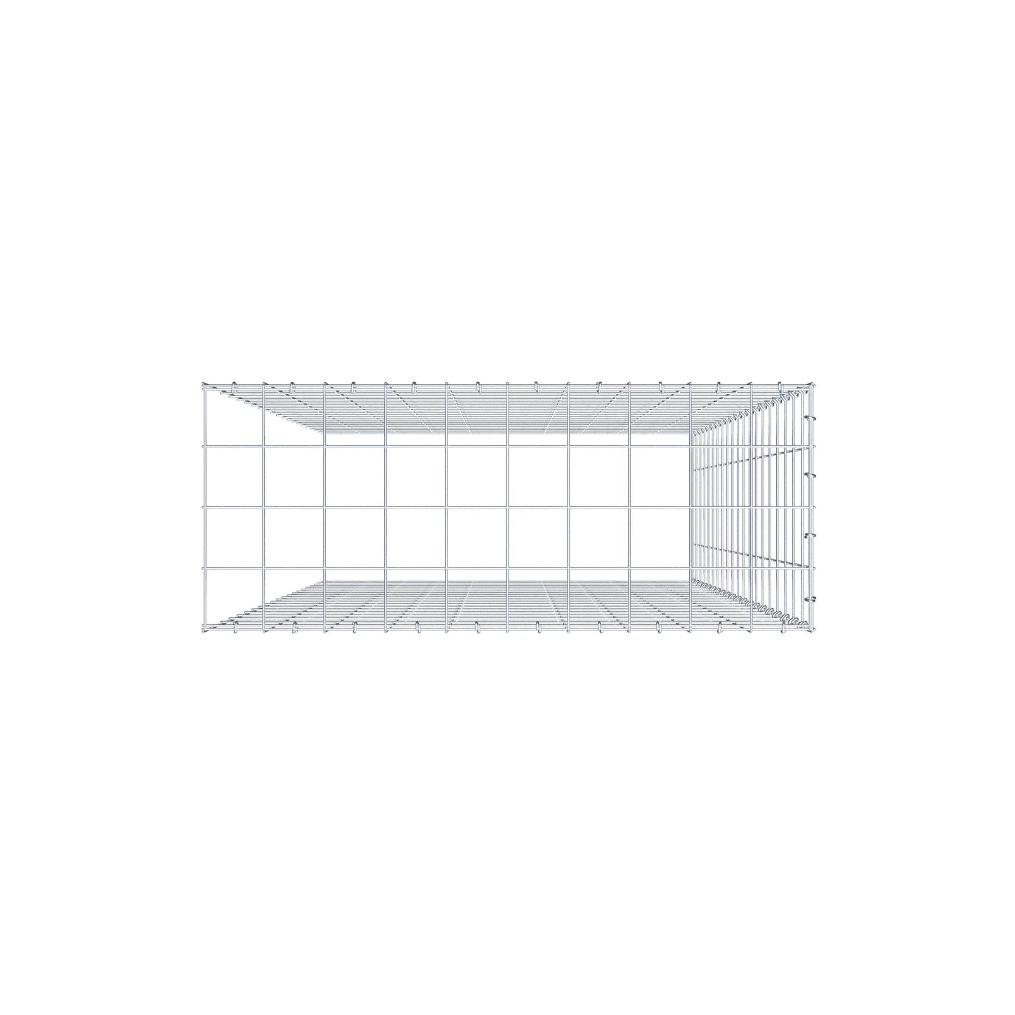 Monteret gabion type 4 200 cm x 100 cm x 40 cm (L x H x D), maskestørrelse 10 cm x 10 cm, C-ring