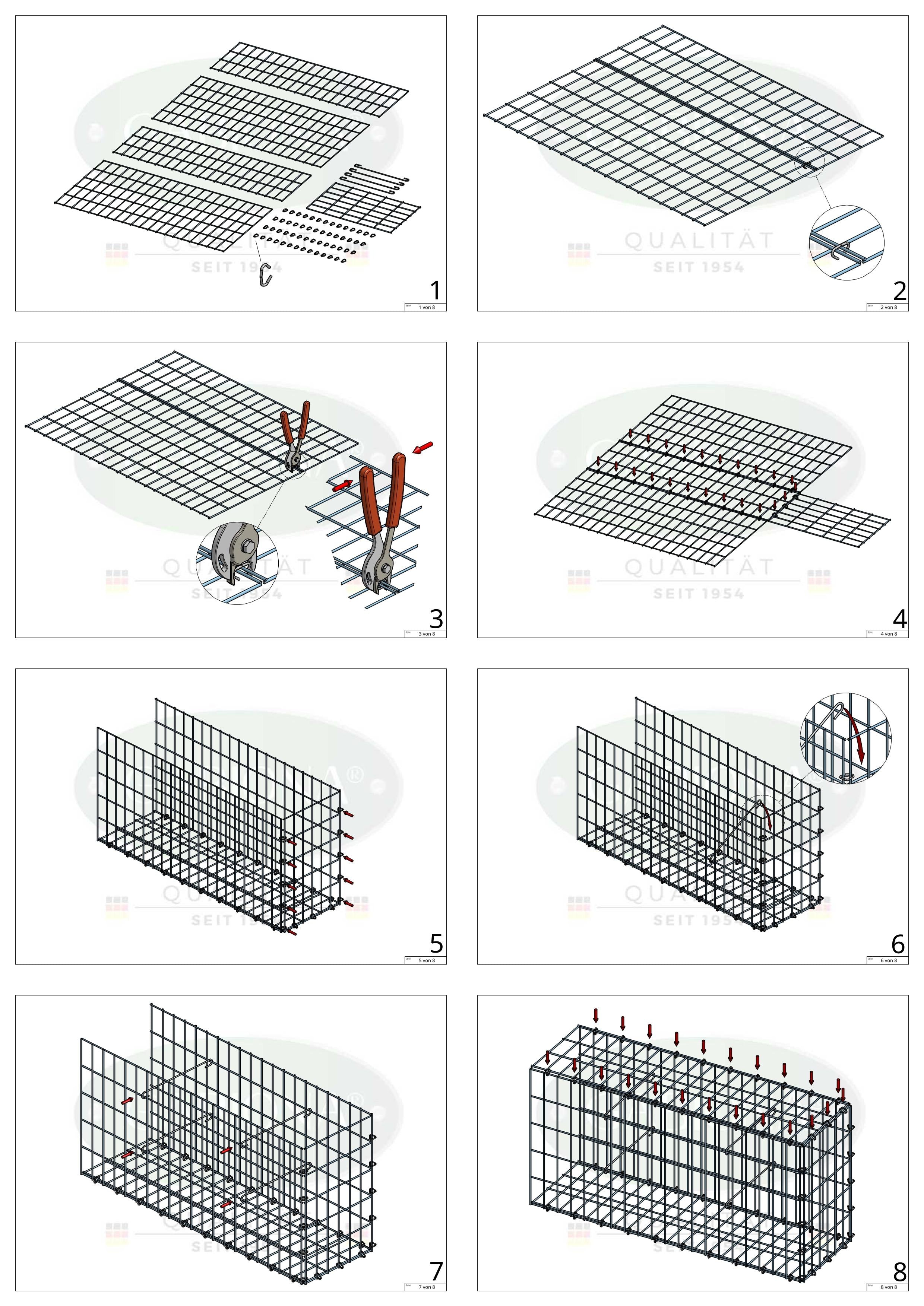 Gabião tipo 2 100 cm x 100 cm x 20 cm, malhagem 5 cm x 10 cm, anel C