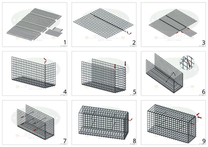 Add-on schanskorf type 2 200 cm x 100 cm x 40 cm (L x H x D), maaswijdte 5 cm x 5 cm, spiraalvormig