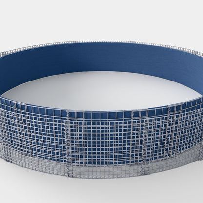 Rond verhoogd bed, buitendiameter 502 cm, hoogte 50 cm, maaswijdte 5 x 5 cm, wanddikte 15 cm